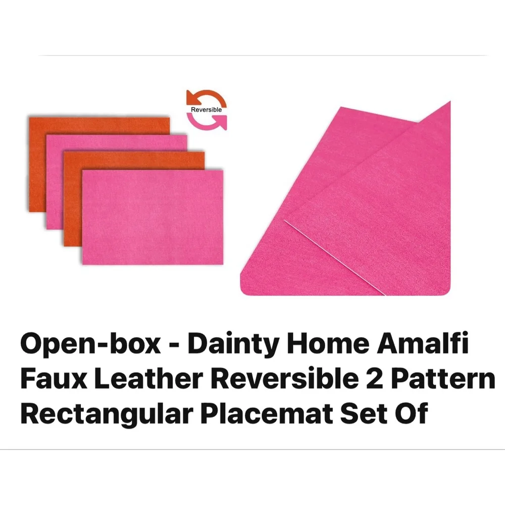 Dainty Home Amalfi One Size Reversible Pink Orange Placemat Set